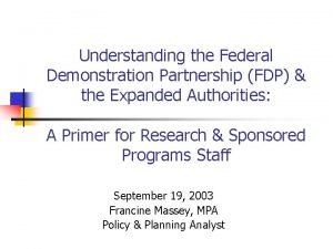 Federal demonstration partnership