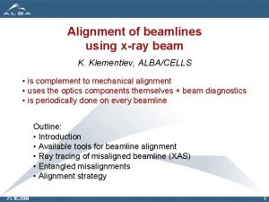 Alignment of beamlines using xray beam K Klementiev