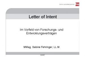 Letter of Intent Im Vorfeld von Forschungs und