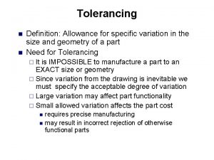 Tolerancing definition