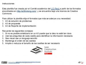 Instrucciones Esta plantilla fue creada por el Comit