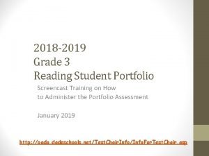 2018 2019 Grade 3 Reading Student Portfolio Screencast