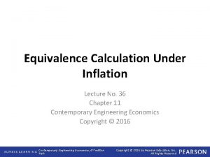 Equivalence Calculation Under Inflation Lecture No 36 Chapter