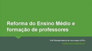 Reforma do Ensino Mdio e formao de professores