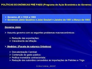 POLTICAS ECONMICAS PR PAEG Programa de Ao Econmica