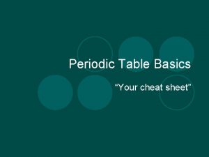 Periodic Table Basics Your cheat sheet On the