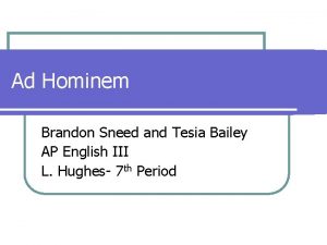 Ad Hominem Brandon Sneed and Tesia Bailey AP