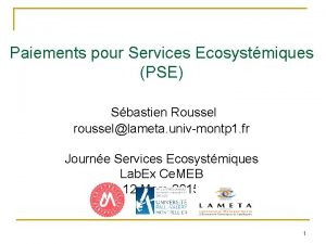 Paiements pour Services Ecosystmiques PSE Sbastien Roussel roussellameta