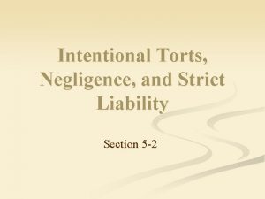 Strict liability in tort