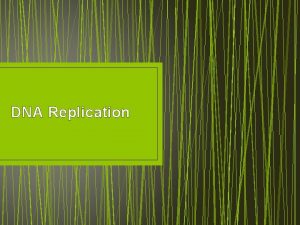 DNA Replication DNA Replication DNA needs to replicate
