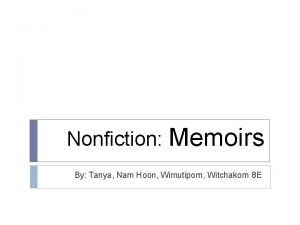 Nonfiction Memoirs By Tanya Nam Hoon Wimutiporn Witchakorn