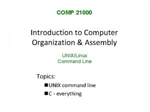 COMP 21000 Introduction to Computer Organization Assembly UNIXLinux