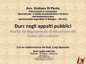 Avv Giuliano Di Pardo Patrocinante in Cassazione Specializzato