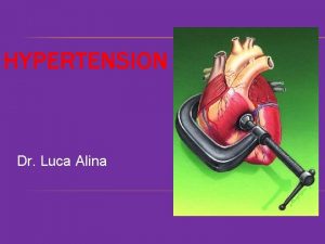 HYPERTENSION Dr Luca Alina Hypertension is a major