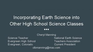 Incorporating Earth Science into Other High School Science