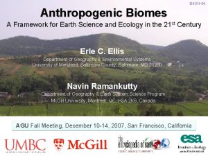 B 43 H04 Anthropogenic Biomes A Framework for