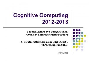 Cognitive Computing 2012 2013 Consciousness and Computations human