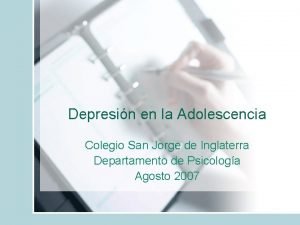 Depresin en la Adolescencia Colegio San Jorge de
