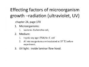 Effecting factors of microorganism growth radiation ultraviolet UV