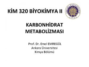 KM 320 BYOKMYA II KARBONHDRAT METABOLZMASI Prof Dr