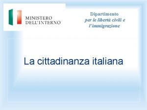 Dipartimento per le libert civili e limmigrazione La