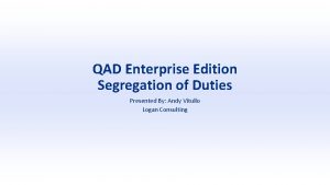 Qad enterprise edition