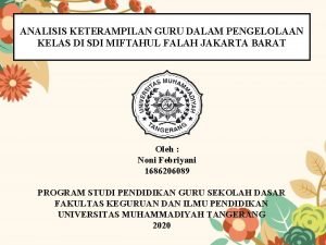 ANALISIS KETERAMPILAN GURU DALAM PENGELOLAAN KELAS DI SDI