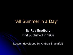 All summer in a day publication
