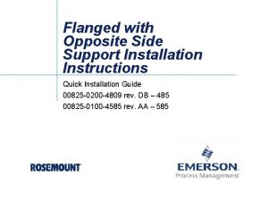 Flanged with Opposite Side Support Installation Instructions Quick