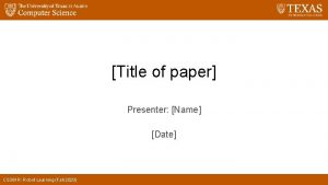Name/title of presenter