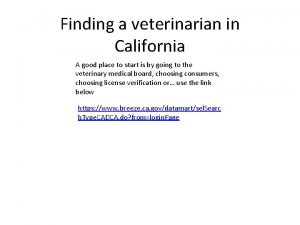 Finding a veterinarian in California A good place