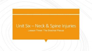 Unit Six Neck Spine Injuries Lesson Three The