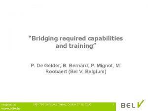 Bridging required capabilities and training P De Gelder