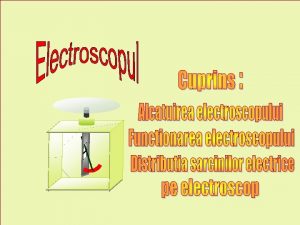 Alcatuirea electroscopului Electroscopul este format dintro vergea metalica