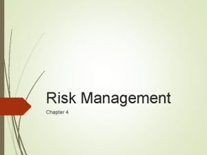 Risk Management Chapter 4 Risk Management Risk identification