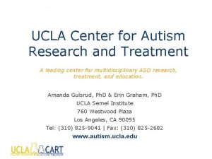 Ucla center for autism research and treatment