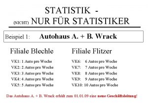 STATISTIK NICHT NUR FR STATISTIKER Beispiel 1 Autohaus