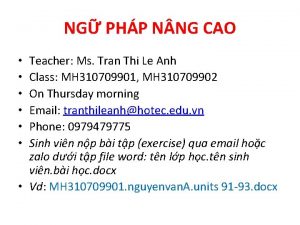 NG PHP N NG CAO Teacher Ms Tran