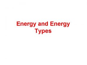 Main types of energy