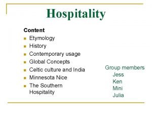 Etymology hospitality