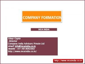 MCA INDIA Vinay Gupta Director Company India Advisors