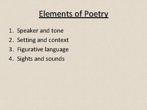 Elements of poetry speaker