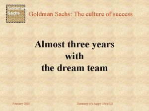 Goldman sachs culture of success