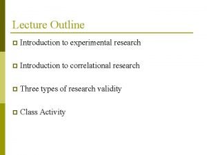 Experimental research outline