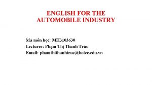 English for the automobile industry