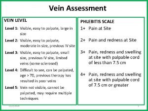Vein Assessment VEIN LEVEL Level 1 Visible easy