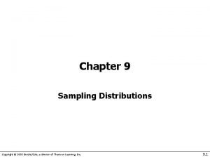 Chapter 9 Sampling Distributions Copyright 2005 BrooksCole a