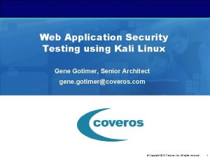 Kali linux web application analysis