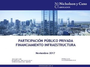 PARTICIPACIN PBLICO PRIVADA FINANCIAMIENTO INFRAESTRUCTURA Noviembre 2017 infonyc
