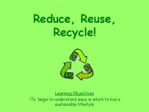 Objectives of reuse reduce recycle